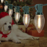 C9 LED Christmas Lights Outdoor 25FT, 25 Energy Efficient Warm White Vintage Bulbs, Connectable, Weatherproof for | Lumora