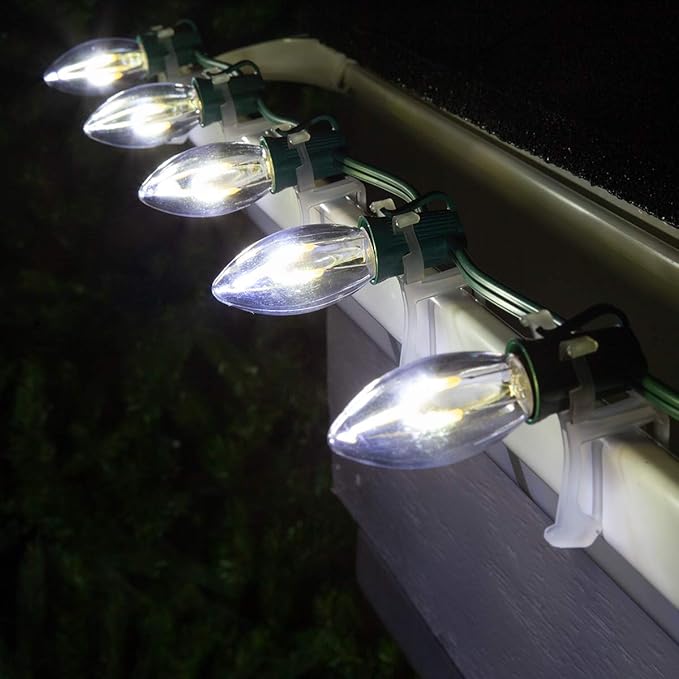 15' FlexFilament LED Cool White C9 Christmas Lights Outdoor String Lights, Shatterproof Edison Bulb String Lights | Lumora