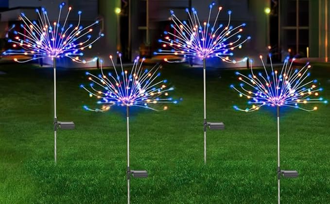2PACK Solar Firework Lights outside150LEDs 8 Lighting Mode Sensor Light Waterproof for Garden Decoration Yard Pathway Christmas ，Halloween，Parties，Wedding， Christmas Decoration (White)