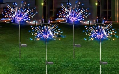 2PACK Solar Firework Lights outside150LEDs 8 Lighting Mode Sensor Light Waterproof for Garden Decoration Yard Pathway Christmas ，Halloween，Parties，Wedding， Christmas Decoration (White)
