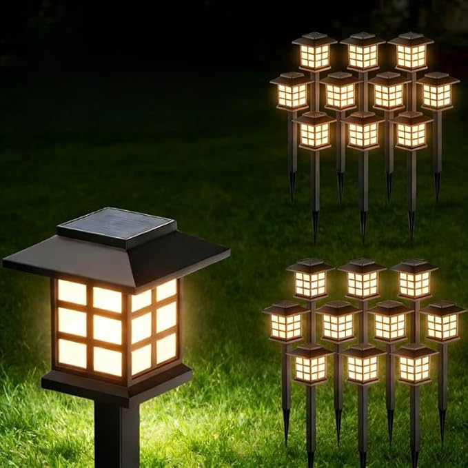 Solar LED Garden Light Lawn Light, Outdoor Path Channel Lighting, Suitable for Courtyard, Lawn and Lane Decoration, Windproof and Energy-Saving, Decorative Garden Light (22 Warm Light)