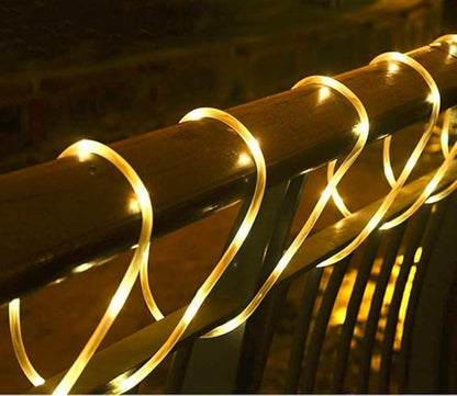 Solar Rope Lights Outdoor, 23ft 50LED Outdoor Rope String Lights Waterproof Copper Tube Wire String Lights for Garden,Yard, Path, Fence, Stairs, Backyard, Patio (Warm White)