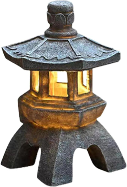 Garden Statues Outdoor, Solar Garden Statues, Palace Lamp Solar Powered Zen Lantern, Solar Yard Decorations for Outside Patio, Garden, Lawn (C)