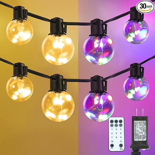 Outdoor String Lights, 25ft 20 LED Bulbs Hanging Patio Lights Dimmable with Timer & Remote, Globe Bulb Shatterproof | Lumora