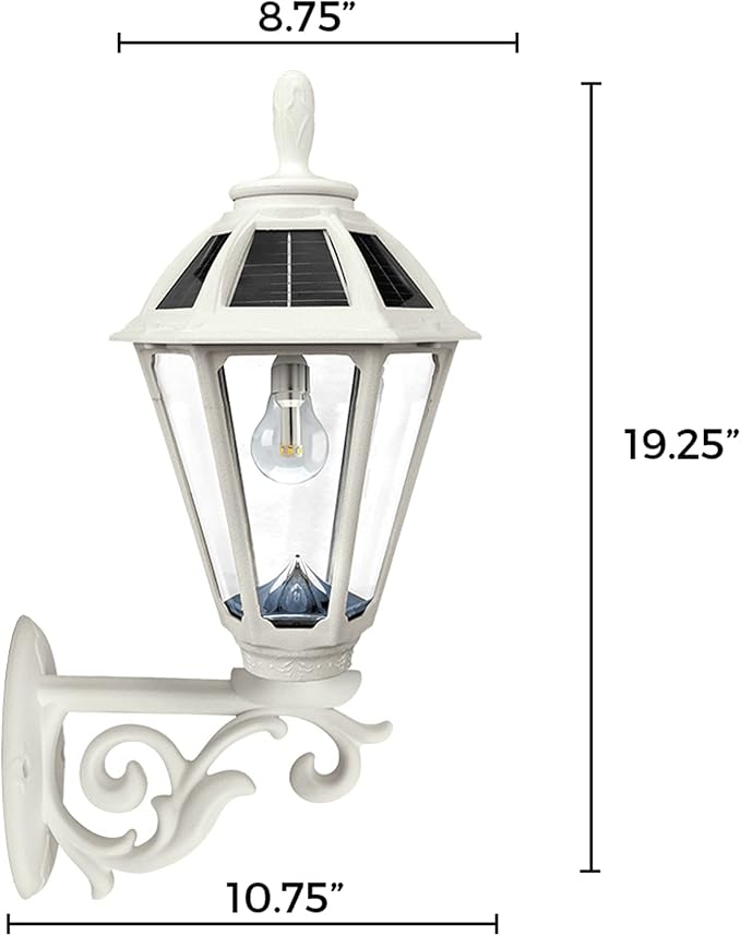 Gama Sonic Polaris Solar Light with GS Solar Light Bulb – Wall/Pier/3″ Fitter Mounts (178233), White Finish