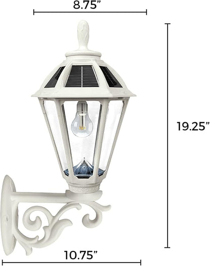 Gama Sonic Polaris Solar Light with GS Solar Light Bulb – Wall/Pier/3″ Fitter Mounts (178233), White Finish