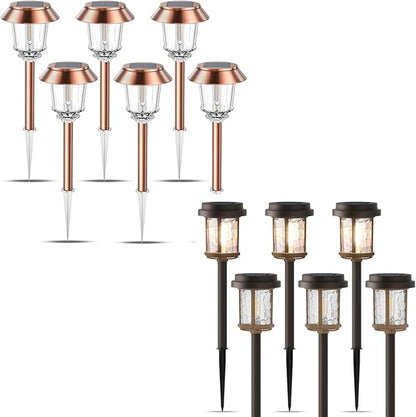 XMCOSY+ Solar Pathway Lights - 6 Pack Solar Garden Lights, IP65 Waterproof Powered Landscape Lighting for Patio Walkway Driveway