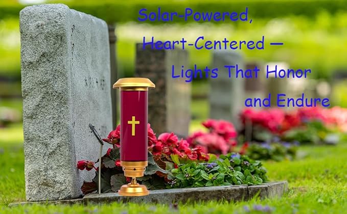 Solar Lights for Cemetery Graves - Solar Powered Memorial Light with Red Globe - Shatter-Resistant & Waterproof - Automatic Dusk to Dawn LED - Grave Decorations,Red Glow for Remembrance