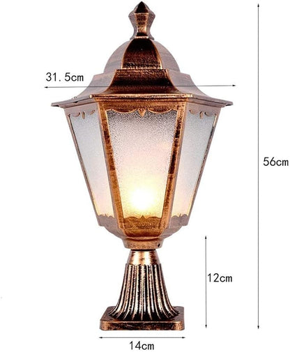 Lights Outdoor Victoria Lantern Aluminum Outdoor Waterproof Table Lamp Lawn Lamp Street Post Light Antique Retro European Scrub Glass Column Lamp Decoration Illumination for Villa Garden E27 Edison St