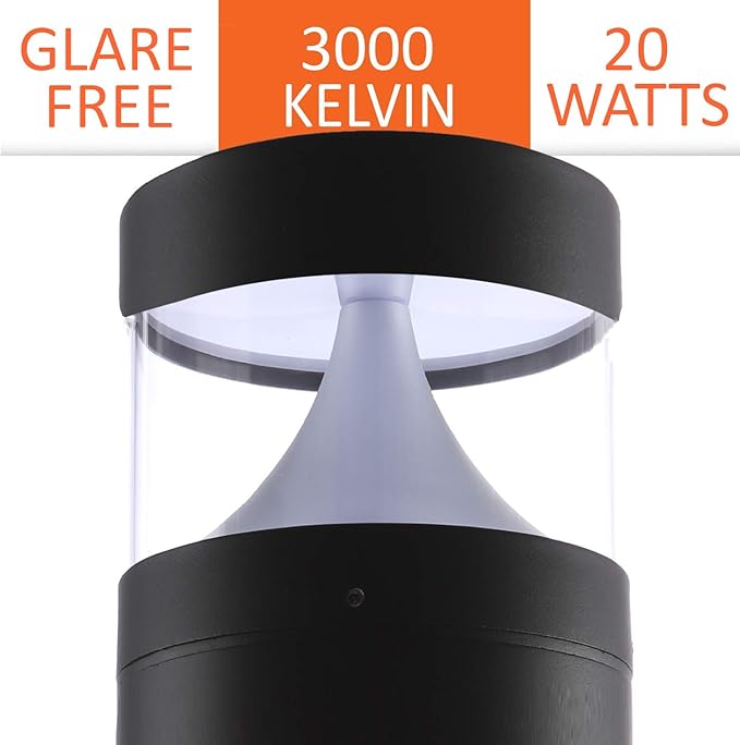 LED Bollard Landscape Lights 38" 20W 3000K 120V-277V Commercial/Residential Modern - Outdoor Security Flood Light | Lumora