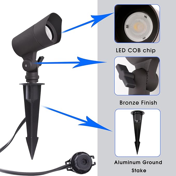 E ENERGETIC LIGHTING LED Landscape Lights with Connectors, 12V Low Voltage, Warm White 3000k, 4W, 175LM, Outdoor | Lumora