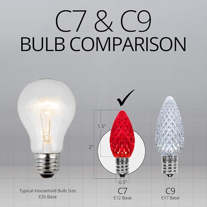 Wintergreen Lighting Set of 100 Red and Green C7 OptiCore Outdoor Christmas Lights - Commercial LED Bulbs for | Lumora