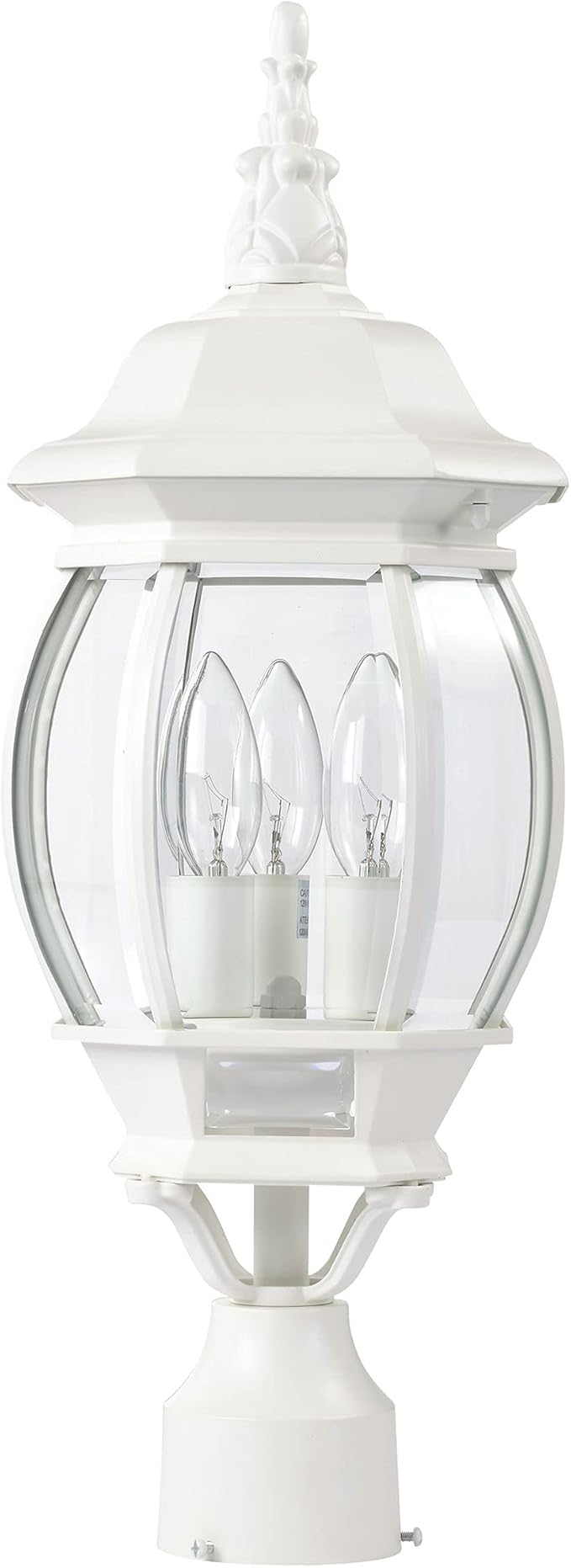Nuvo 3 Light - 21 in. Post Lantern - Clear Beveled Glass - Outdoor Path Light | Lumora