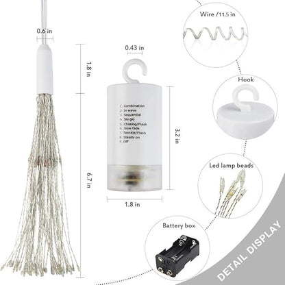 FOOING 6 Pack Firework Lights Led Copper Wire String Lights 8 Modes Battery Operated Fairy Lights with Remote,Wedding Decorative Hanging Light for Party Patio (Warm White)