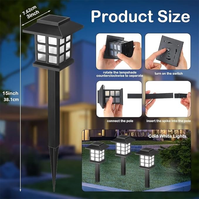 Solar Outdoor Lights, 12 Pack Solar Pathway Lights, Waterproof, Landscape Lighting Suitable for Pathways, Walkways, Lawns, Gardens, Courtyards and Outdoor Decorations