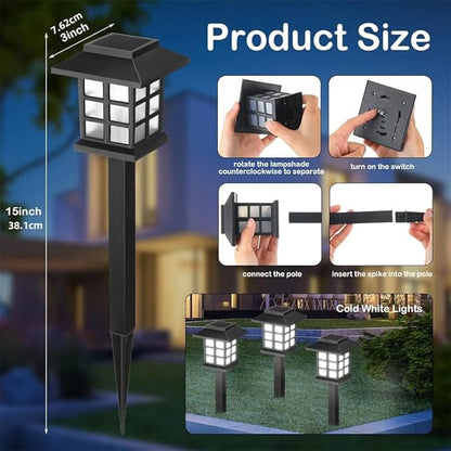 Solar Outdoor Lights, 12 Pack Solar Pathway Lights, Waterproof, Landscape Lighting Suitable for Pathways, Walkways, Lawns, Gardens, Courtyards and Outdoor Decorations