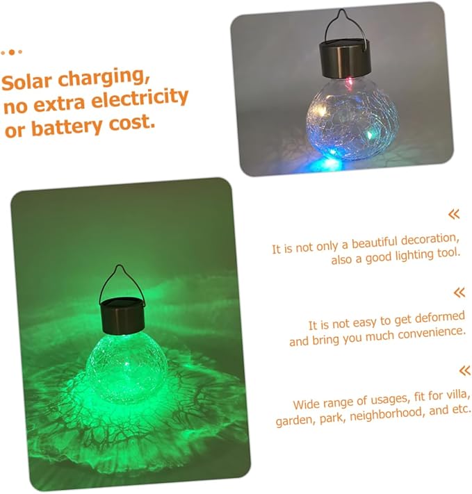 LIFKOME Solar Cracked Glass Lamp Solar Lights for Garden Patio and Decoration Elegant Outdoor Lighting for Romantic Atmosphere