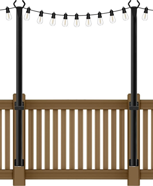 AILBTON 2 Pack 5Ft String Light Poles,Light Poles for Outside String Lights,Outdoor Light Poles with Fork,Metal Pole Stand for Patio,Backyard,Deck