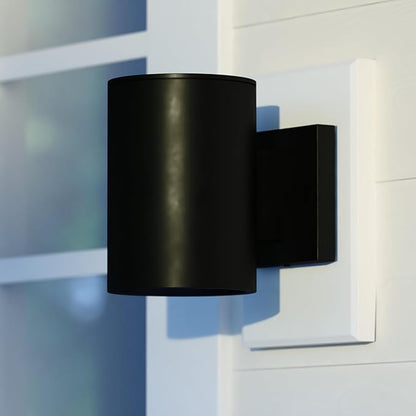 VAXCEL Chiasso Modern Outdoor Porch Light, 5" W x 7.25" H Black Cylinder Wall Sconce, Waterproof Dark Sky Wall Light for Porch, Patio, Deck, or Front Door