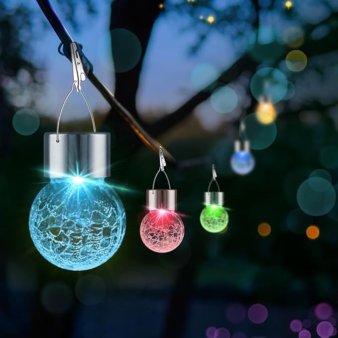 12 Pack Hanging Solar Lights Outdoor Decorative, Waterproof Solar Globe Lantern with Handle and Clip, Solar Powered | Lumora