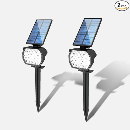 23 LED Solar Spot Lights Outdoor Waterproof, 2 Pack Solar Lights with Optical Lenses, 3 Brightness Spotlight Landscape Lighting, Auto ON/Off Outdoor Solar Lights for Yard, Garden, Lawn, White Light