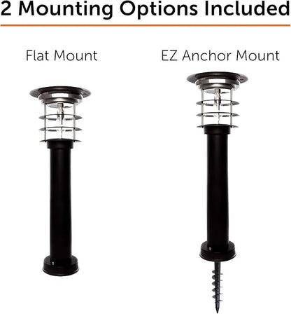 Gama Sonic Black Stainless Steel Bollard Solar Light w/EZ Anchor – 2 PK
