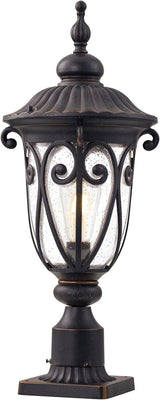 Outdoor Post Light Fixture with Pier Mount, 24 Inch High Vintage Post Lamp for Yard, Antique Bronze Exterior | Lumora