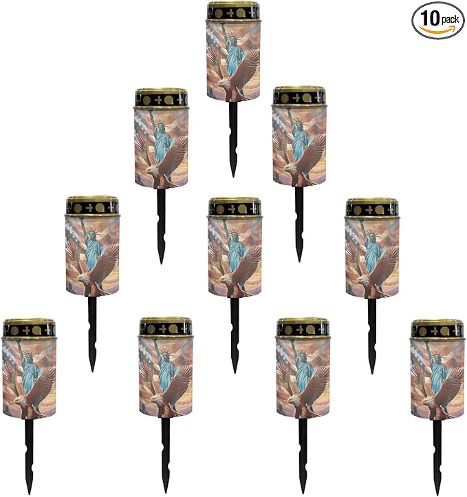 US Flag Eagle Solar Garden Stake Lights Outdoor Waterproof Solar Pathway Light Landscape Lighting Cemetery Solar Lantern,Outdoor Table Lamp,Wall Light Auto On/Off