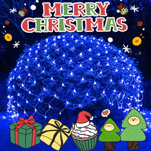 JMEXSUSS 200 LED Blue Christmas Net Lights, 9.8ft x 6.6ft