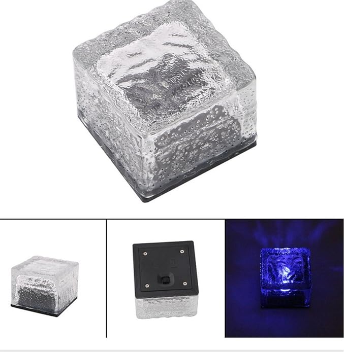 JKLcom Solar Ice Cube Path Lights in-Groud Buried Lights Solar Powered Crystal Brick LED Night Lamp for Garden Courtyard Pathway Patio Pool Pond Outdoor Xmas Decoration(Colorful),2 Pack