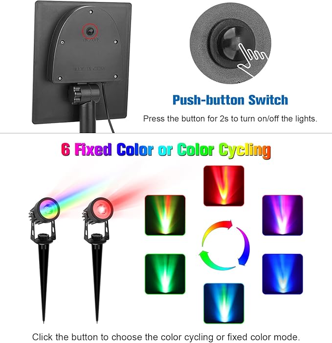 APONUO Metal Solar Spot Lights Outdoor with 9.8ft Cable Solar Powered Landscape Lighting Low Voltage IP65 | Lumora