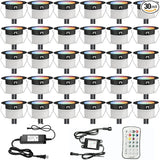 FVTLED Low Voltage Recessed RGBW Deck Light, 30pcs Φ1.22 RGB & Warm White Stainless Steel Waterproof Outdoor Step | Lumora