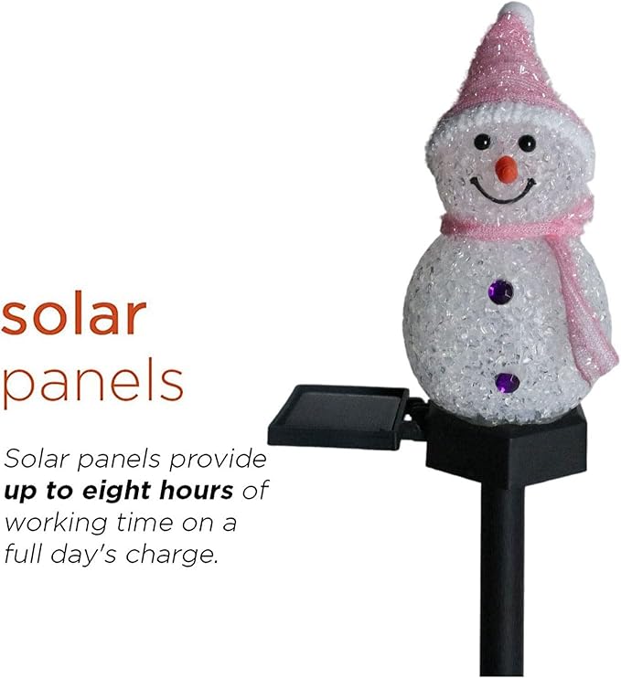 Solar Garden Lights Snowman Solar Christmas Light,Waterproof Snowman Shape Outdoor Solar Garden Stake Light,Decorative Solar Pathway Light LED Snowman Light for Patio Yard (Color : Pink)