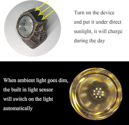 SunKite Solar Powered Rock Light, 4 Pack 10 LED Waterproof Garden Stone Lights Outdoor Landscaping Spotlights, Yard Patio Pathway Driveway Landscape Rock
