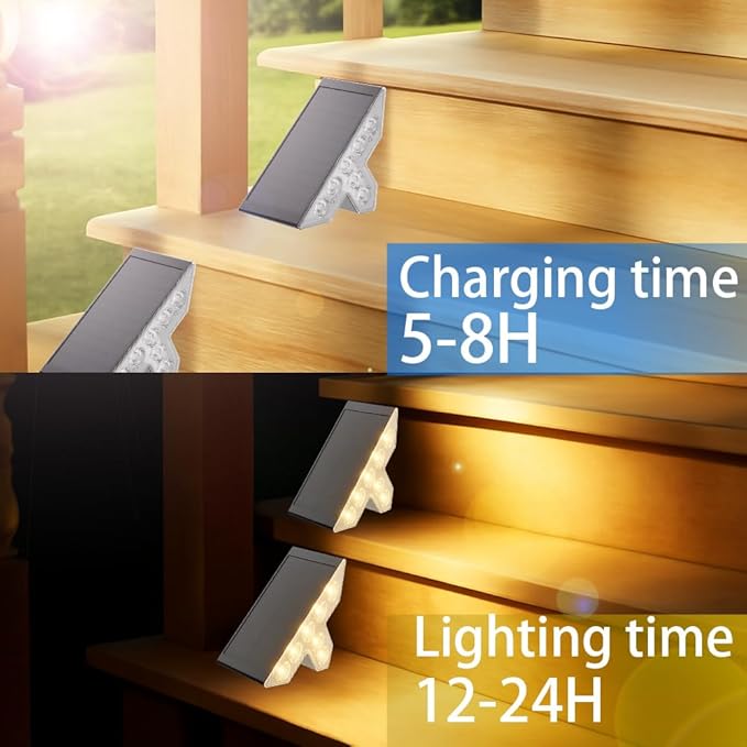 Solar Stair Lights Outdoor Waterproof 3000K, Triangle LED Step Lights for Outside, Solar Powered for Steps, Deck, Patio, Yard, Garden, Porch, Pathway, IP65 Outdoor Lighting Decor (Warm White, 12 Pack)