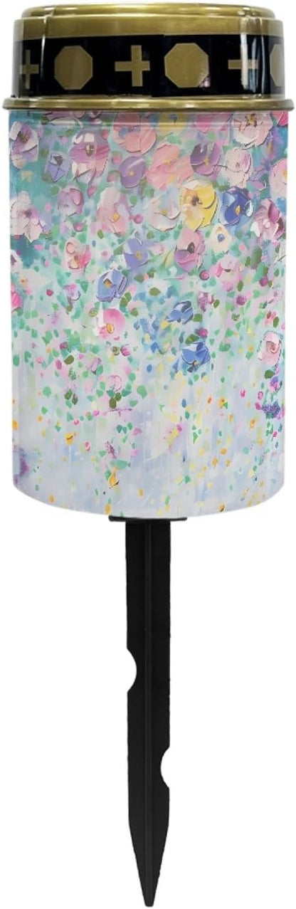 Blue Flower Outdoor Lanterns Waterproof Solar Garden Lights Flameless Solar Pathway Lights for Outside Landscape Decorative Lighting for Yard Patio Solar Walkway Lights LED Lantern