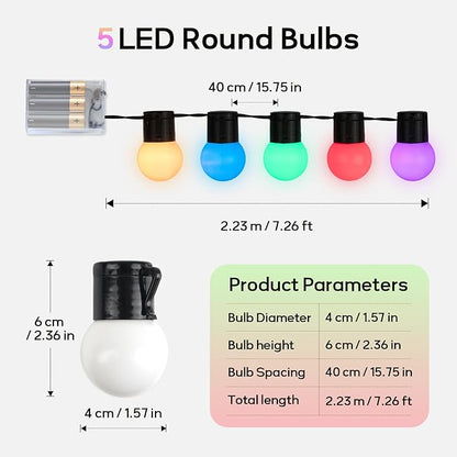 Battery Operated String Lights for Marquee Light Up Letters Numbers LED 5-Bulb Colorful Indoor Outdoor Light Bulbs Bedroom Wall Chrismas Decor Wedding Birthday Party Decorations