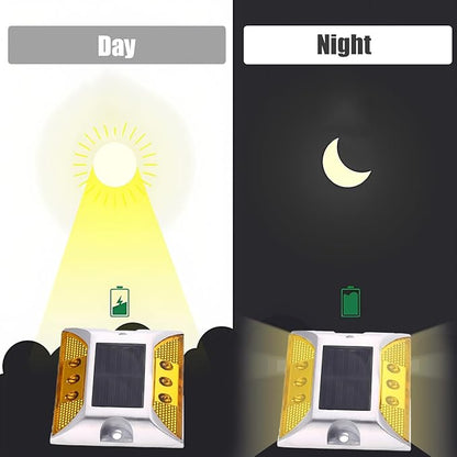Wokyo 2PCS LED Solar Lights on The Ground Outdoor lamp Bolt Road Light for Entrance Garage Garden Lawn Terrace (Yellow)