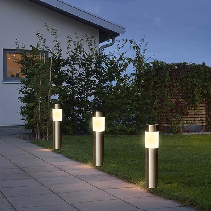2 Pack Solar Pathway Lights Outdoor, Modern Design Waterproof Solar Landscape Lighting, Bright Garden Lights for Patio Lawn Yard Walkway Driveway (Warm White) (White Light)