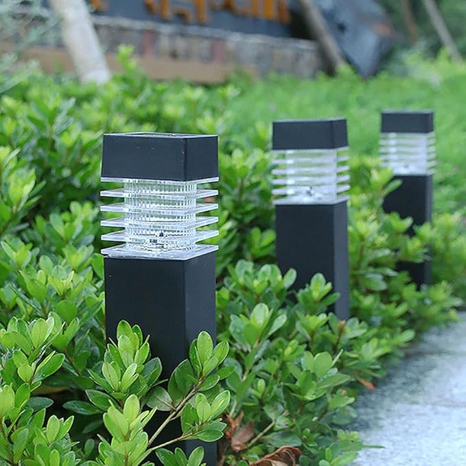 Solar Lights Outdoor 4 Pack Square Solar Pathway Lights Outdoor Waterproof LED Landscape Garden Lights Solar Powered Outdoor Lights Solar Garden Lights for Pathway Walkway Yard