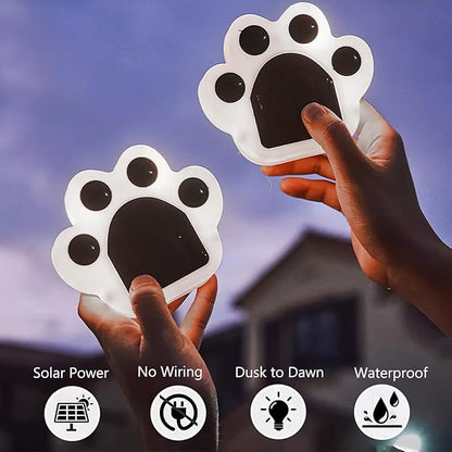 4Pack Led Paw Print Solar Lights Cold White Solar Paw Print Lights Outdoor Waterproof, Garden Lawn Landscape Path