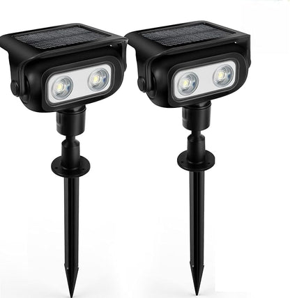 Solar Lights Outdoor, Motion Sensor Outdoor Solar Spotlights Waterproof, Outside Wall Lights, Outdoor Lights Solar Powered for Garden/Patio/Yard/Lawn/Backyard, Warm Yellow Light, 2 Packs