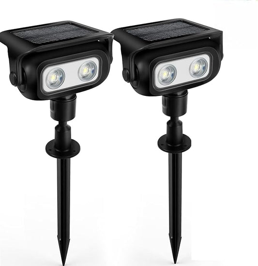 Solar Lights Outdoor, Motion Sensor Outdoor Solar Spotlights Waterproof, Outside Wall Lights, Outdoor Lights Solar Powered for Garden/Patio/Yard/Lawn/Backyard, Warm Yellow Light, 2 Packs