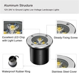 4 Pack Low Voltage LED Landscape Lights - 3W 12V/24V IP67 Waterproof In-Ground Well - Outdoor Lighting Accessory | Lumora