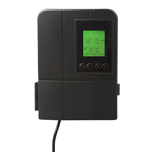 Fusion Low Voltage Outdoor Lighting Transformer with Timer, 50 Watt, Landscape LED Light Controller for Home and Garden Pathways, Black