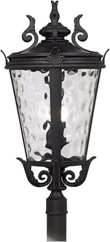 John Timberland Marseille Vintage Outdoor Post Light Fixture Textured Black Scroll 33 1/2" Clear Hammered Glass for | Lumora
