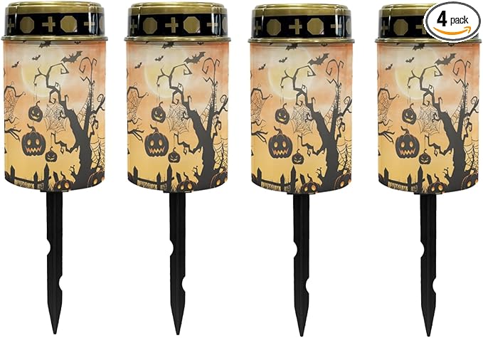 Halloween Pumpkin Solar Garden Lights Waterproof Solar Pathway Lights Outdoor Solar Lantern Halloween Decor Stake Lights Outdoor Decorative for Yard Patio Spotlight Driveway