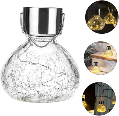 POPETPOP Solar Garden Lights Cracked Texture Glass LED Solar Pathway Lights Unique Outdoor Decorative Lighting for Patio and Landscape Warm Glow