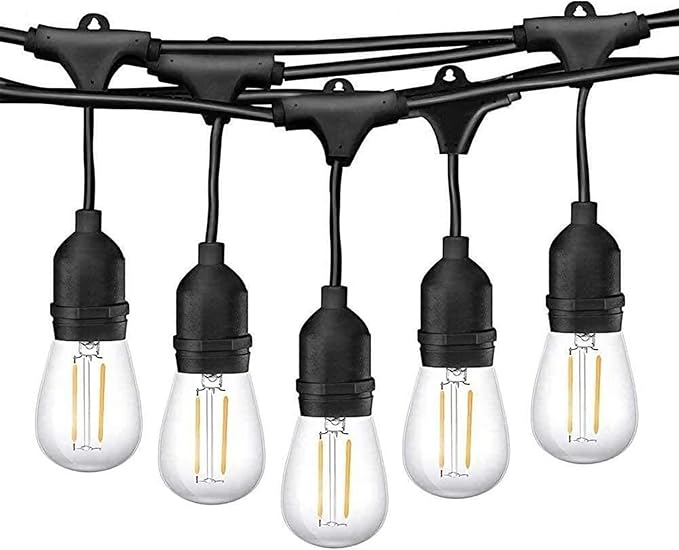 Hanging IP65 10m 20m 30m LED S14 String Lights Waterproof E27 Warm LED Retro Edison Filament Bulb Fairy Outdoor Street Garden Patio Holiday Lighting,20M