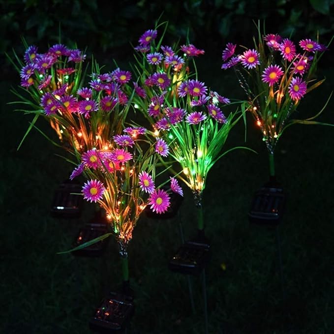 Solar Lawn Light Flower Light 2 Pack 28LED Daisy Solar Garden Light,Outdoor Decoration Stake Lights,Waterproof Solar Landscape Light Statue lamp Garden Stakes Decorative,Lawn (Pink)